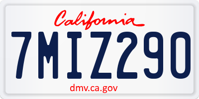 CA license plate 7MIZ290