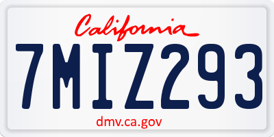 CA license plate 7MIZ293