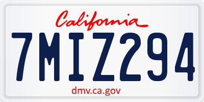 CA license plate 7MIZ294