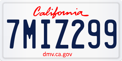 CA license plate 7MIZ299