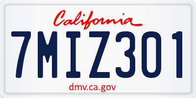 CA license plate 7MIZ301