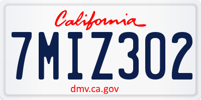 CA license plate 7MIZ302