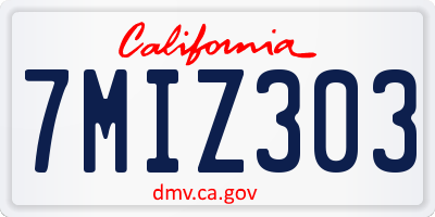 CA license plate 7MIZ303