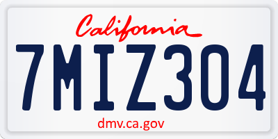 CA license plate 7MIZ304