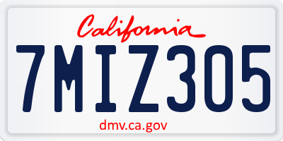 CA license plate 7MIZ305