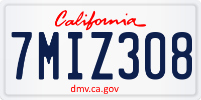 CA license plate 7MIZ308