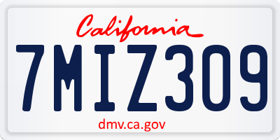 CA license plate 7MIZ309