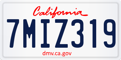 CA license plate 7MIZ319