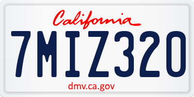 CA license plate 7MIZ320