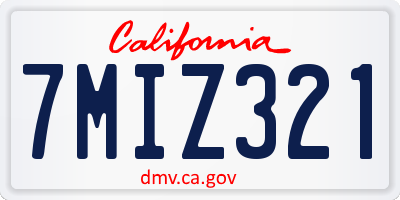 CA license plate 7MIZ321