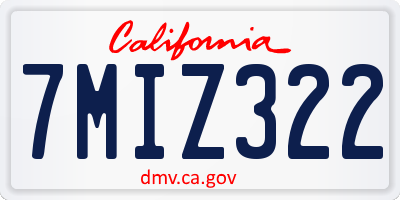 CA license plate 7MIZ322