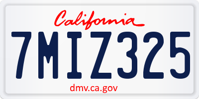 CA license plate 7MIZ325