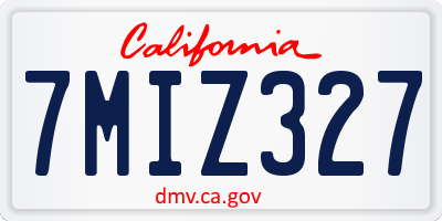 CA license plate 7MIZ327