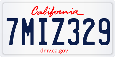 CA license plate 7MIZ329