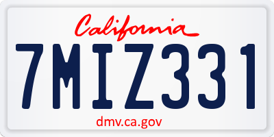 CA license plate 7MIZ331