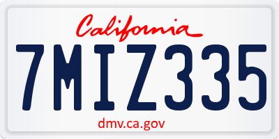 CA license plate 7MIZ335