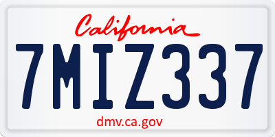 CA license plate 7MIZ337