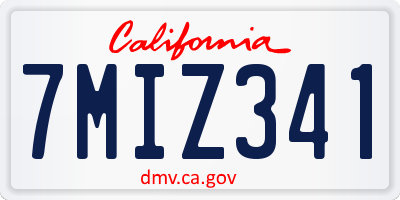 CA license plate 7MIZ341