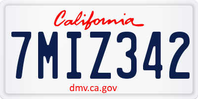 CA license plate 7MIZ342