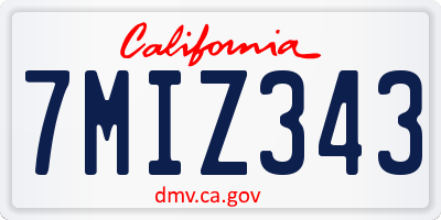 CA license plate 7MIZ343