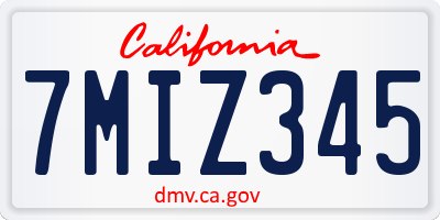 CA license plate 7MIZ345
