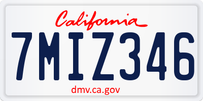 CA license plate 7MIZ346