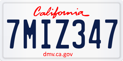 CA license plate 7MIZ347