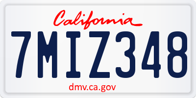 CA license plate 7MIZ348