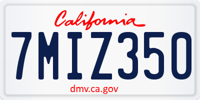 CA license plate 7MIZ350