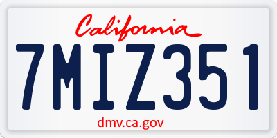 CA license plate 7MIZ351