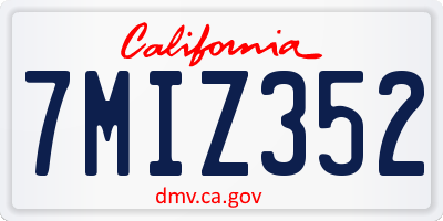 CA license plate 7MIZ352
