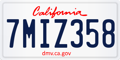 CA license plate 7MIZ358