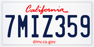 CA license plate 7MIZ359