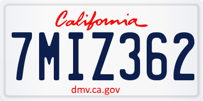 CA license plate 7MIZ362