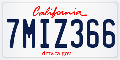 CA license plate 7MIZ366