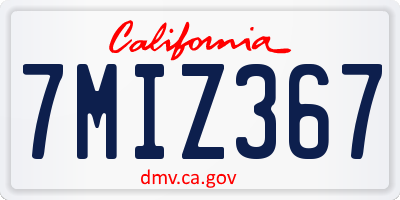 CA license plate 7MIZ367