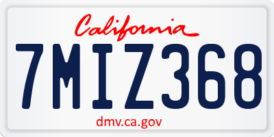 CA license plate 7MIZ368
