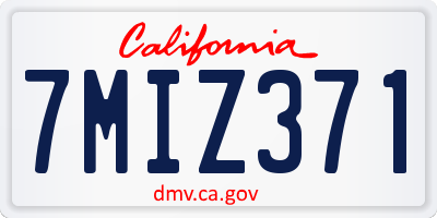 CA license plate 7MIZ371