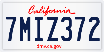 CA license plate 7MIZ372