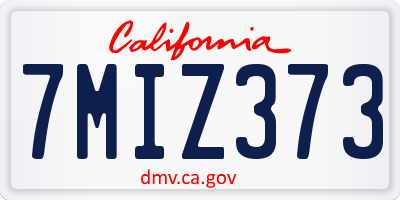 CA license plate 7MIZ373