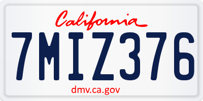 CA license plate 7MIZ376