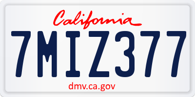 CA license plate 7MIZ377