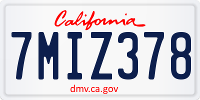 CA license plate 7MIZ378