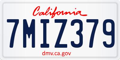 CA license plate 7MIZ379