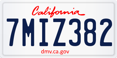 CA license plate 7MIZ382
