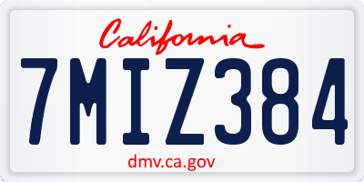CA license plate 7MIZ384