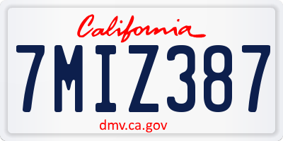 CA license plate 7MIZ387