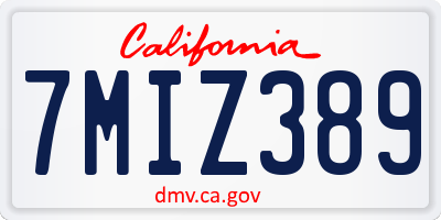 CA license plate 7MIZ389