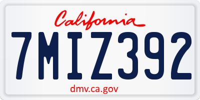 CA license plate 7MIZ392