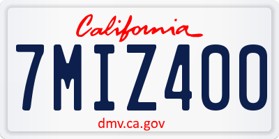 CA license plate 7MIZ400